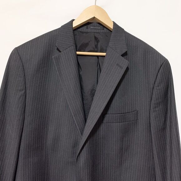 Lauren Ralph Lauren Mens 46L Blazer Jacket Gray Pinstriped 2 Button - Picture 3 of 13